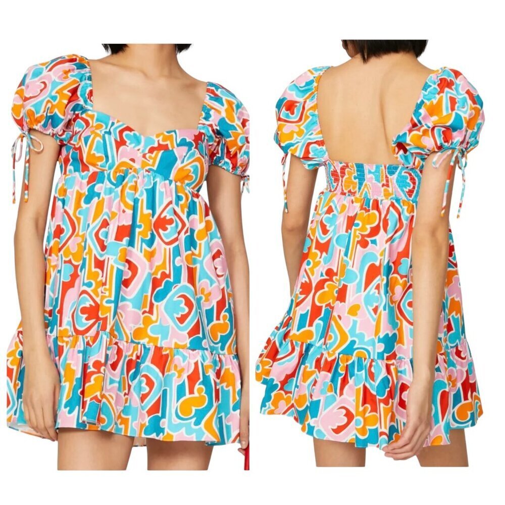 Amanda Uprichard Sicily Dress Small Puff Sleeve Cotton Mini NWT